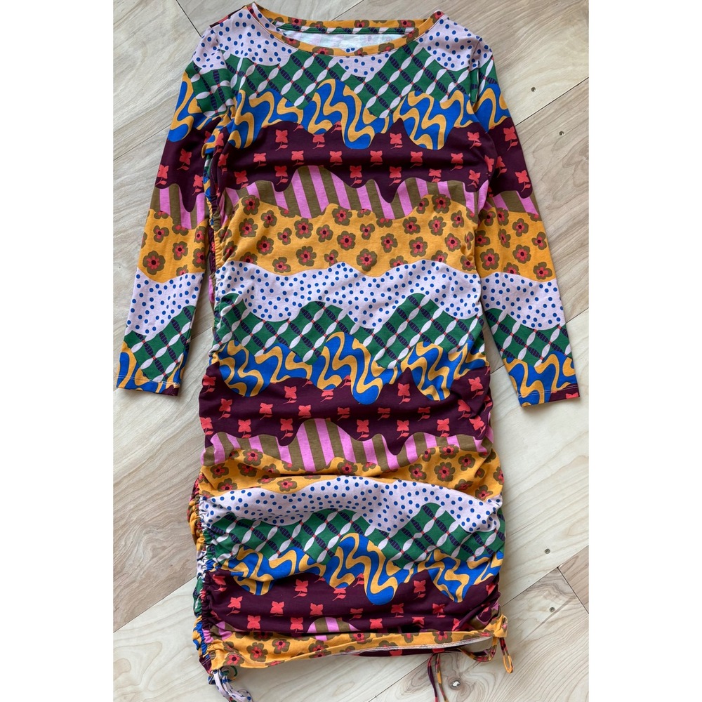 Target Latino Heritage Month Ruched Long Sleeve Bodycon Dress XL Bright Colored